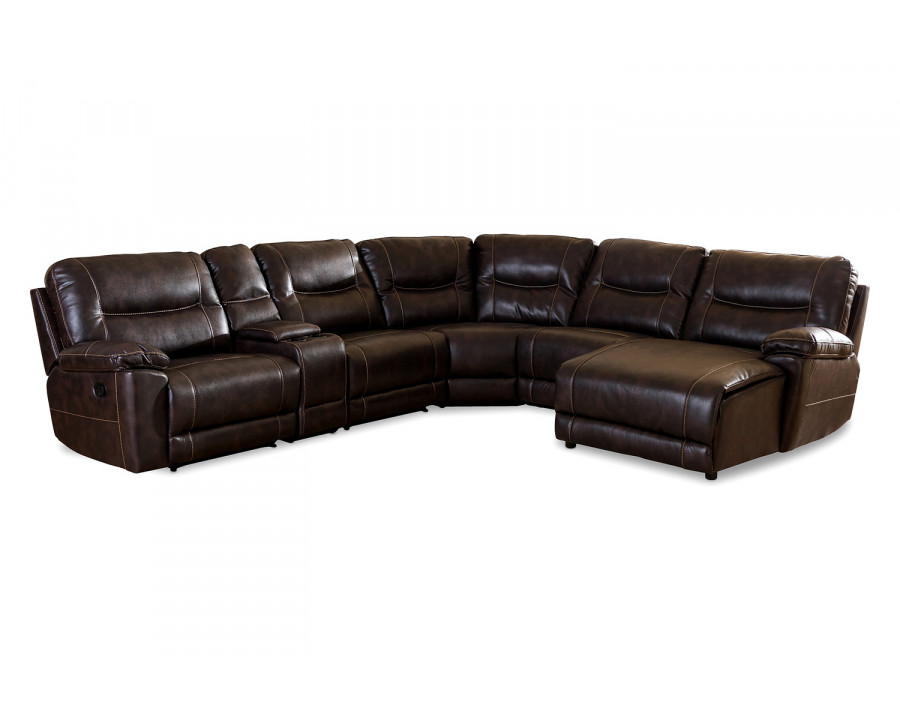 Baxton Mistral Modern 6-Piece Sectional with Recliners Corner Lounge Suite - Dark Brown