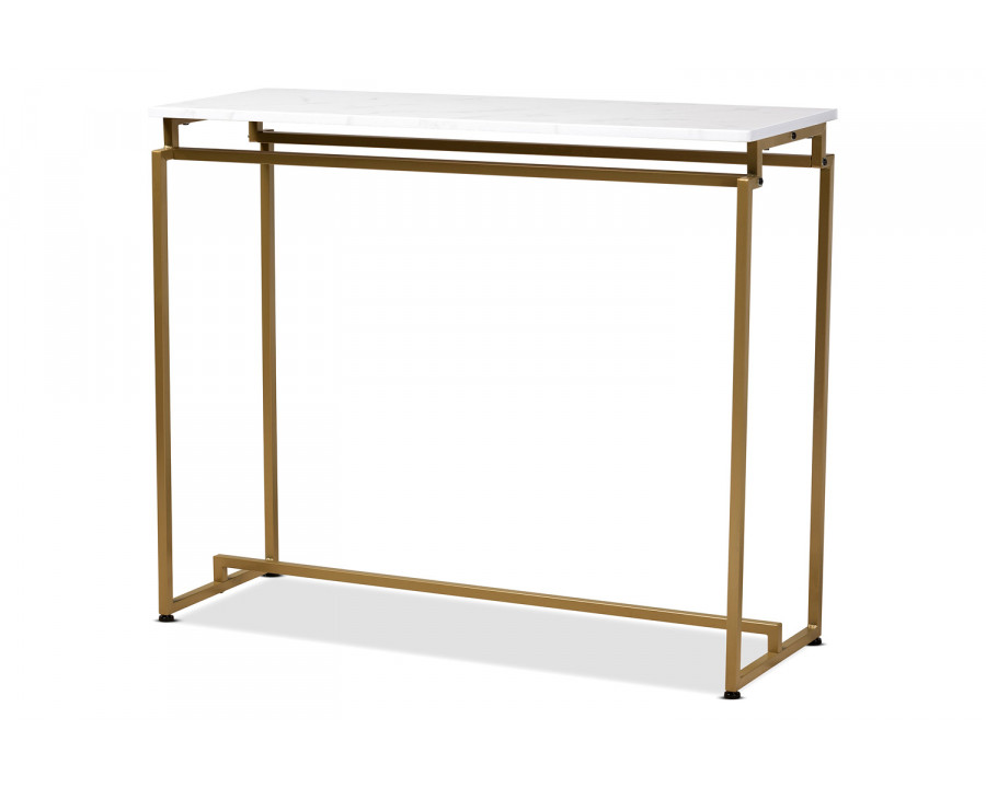 Baxton - Renzo Modern Console Table with Faux Marble Tabletop