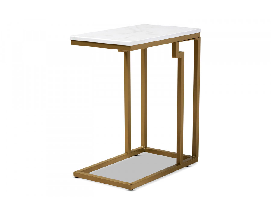 Baxton Renzo Modern End Table with Faux Marble Tabletop