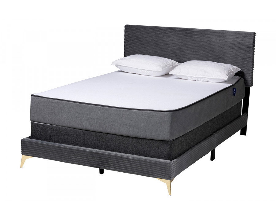 Baxton Abberton Modern Queen Size Panel Bed - Gray Velvet