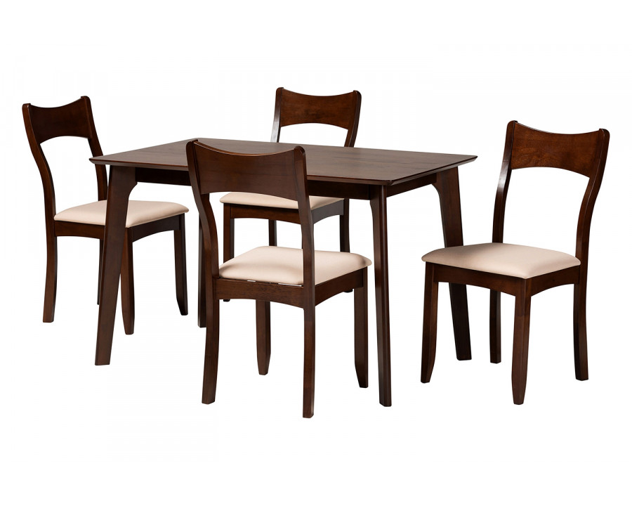 Baxton Adreana Mid Century Modern 5 Piece Dining Set - Beige