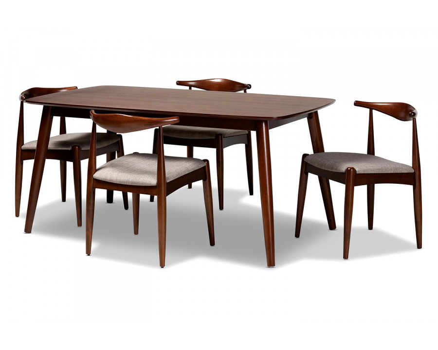 Baxton Amato Mid-Century Modern Dining Set - 5-Piece