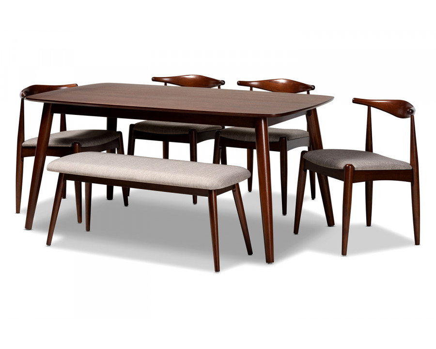 Baxton Amato Mid-Century Modern Dining Set - 6-Piece