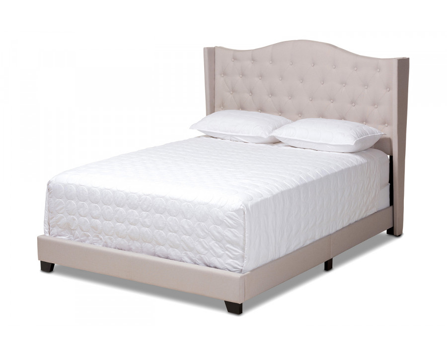 Baxton Alesha Modern Full Size Bed - Beige Fabric