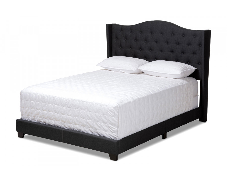 Baxton Alesha Modern Full Size Bed - Charcoal Gray Fabric