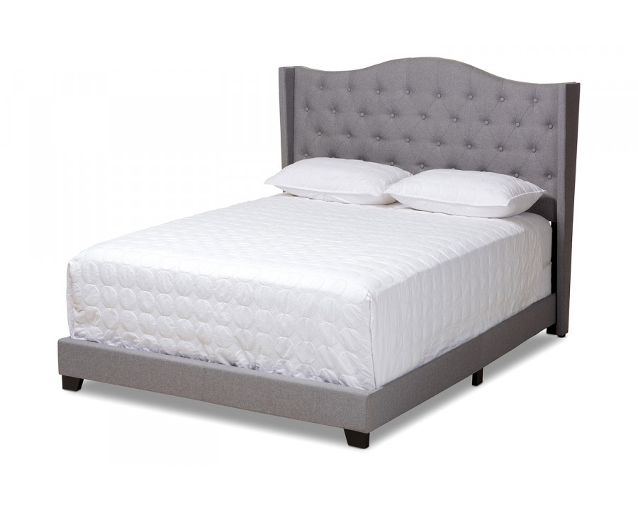 Baxton Alesha Modern Full Size Bed - Gray Fabric