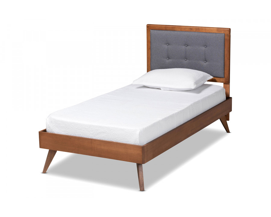 Baxton Alida Mid-Century Modern Twin Size Platform Bed - Dark Gray Fabric