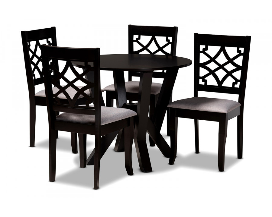 Baxton Alisa Modern 5-Piece Dining Set - Dark Brown