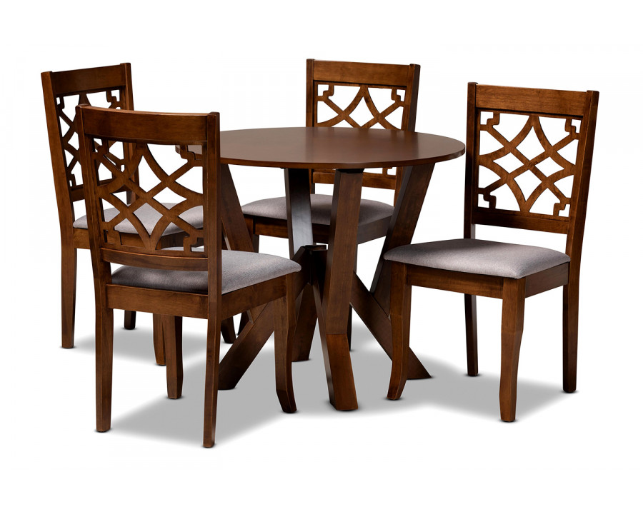 Baxton Alisa Modern 5-Piece Dining Set - Walnut Brown