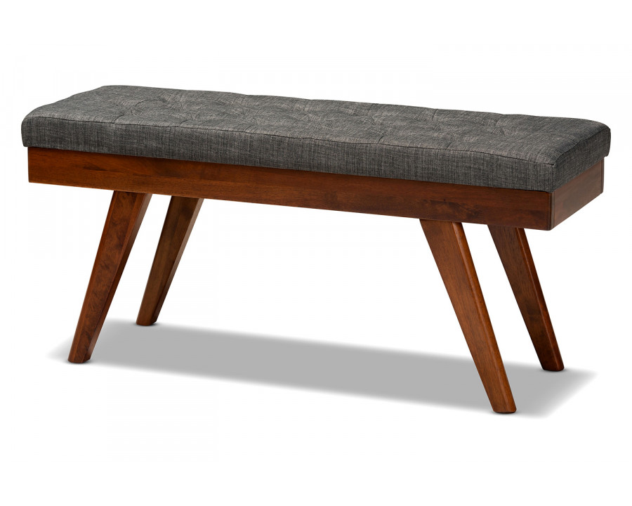 Baxton Alona Mid-Century Modern Dining Bench - Gray Fabric