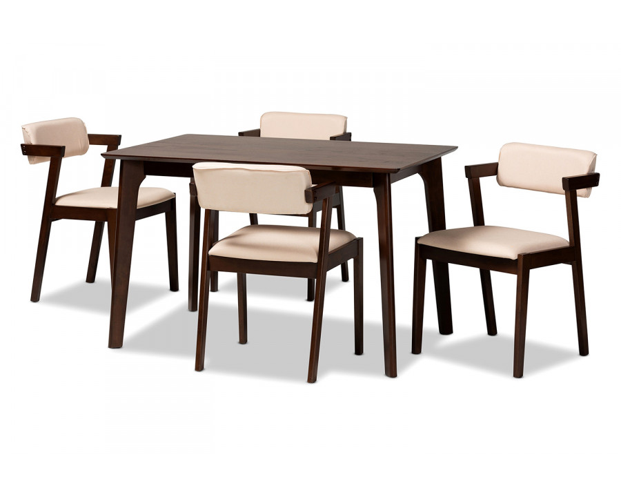 Baxton Althea Mid Century Modern 5 Piece Dining Set - Beige