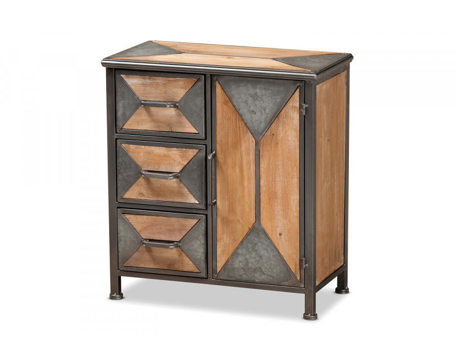 Baxton Laurel Rustic Industrial Accent Storage Cabinet - 3-Drawer