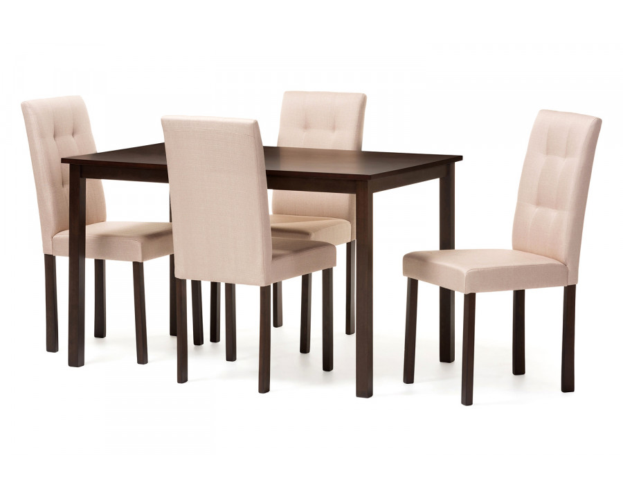 Baxton Andrew Modern 5-Piece Grid-tufting Dining Set - Beige Fabric