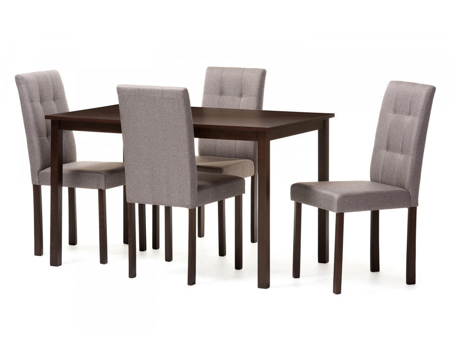 Baxton Andrew Modern 5-Piece Grid-tufting Dining Set - Gray Fabric