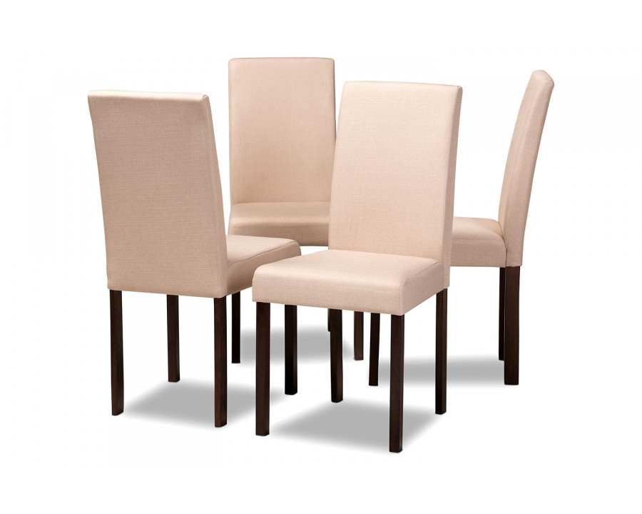 Baxton Andrew Contemporary Espresso 4-Piece Dining Chair Set - Gray Fabric