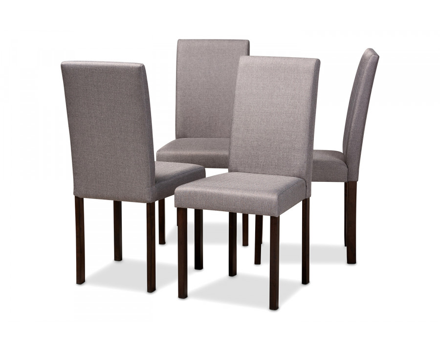 Baxton Andrew Contemporary Espresso 4-Piece Dining Chair Set - Beige Fabric