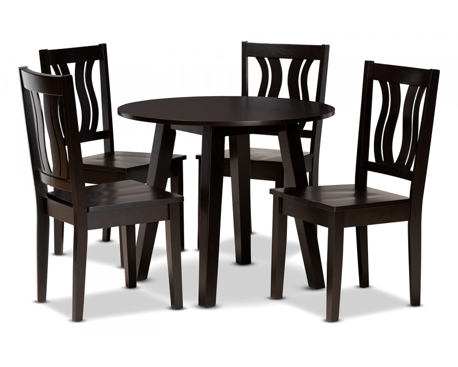 Baxton Anesa Modern 5-Piece Dining Set - Dark Brown