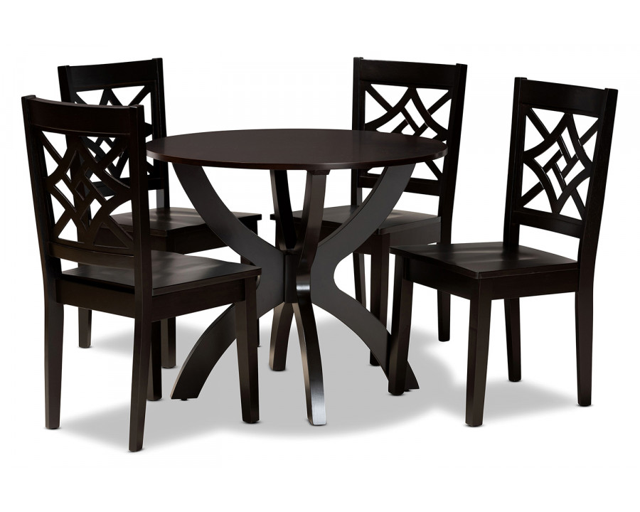 Baxton Anila Modern 5-Piece Dining Set - Dark Brown