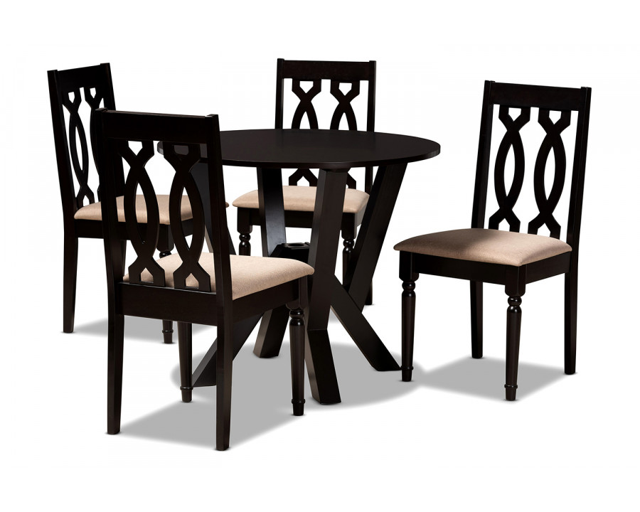 Baxton Anise Modern 5-Piece Dining Set - Sand Fabric