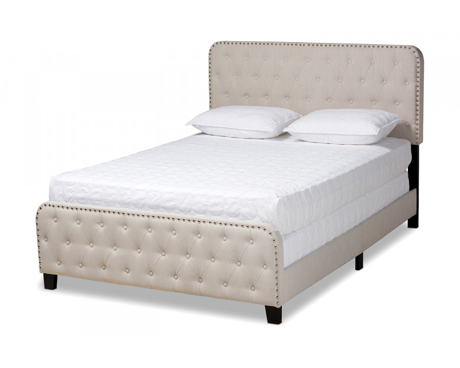 Baxton Annalisa Modern Full Size Panel Bed - Beige Fabric