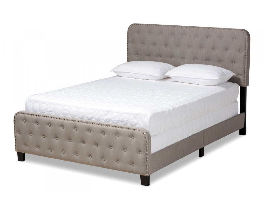 Baxton Annalisa Modern King Size Panel Bed - Gray Fabric