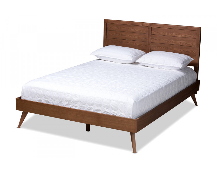 Baxton Artemis Mid-Century Modern Platform Bed - Queen Size