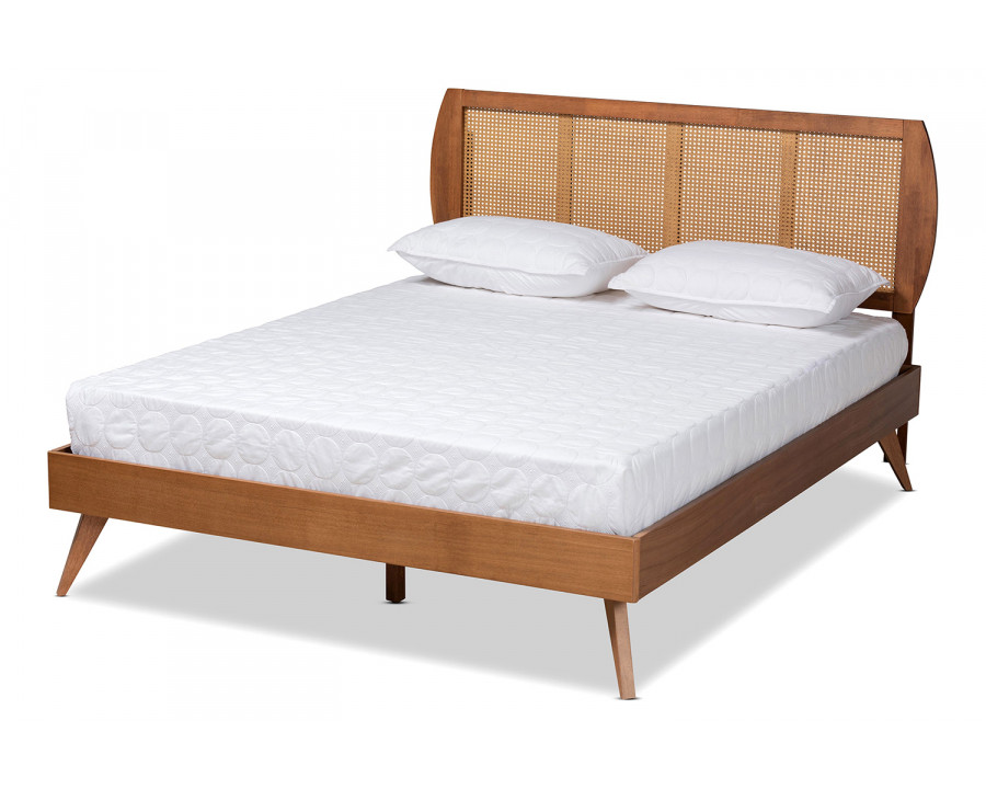 Baxton Asami Mid-Century Modern Platform Bed - Full Size