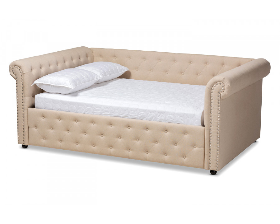 Baxton Mabelle Modern Full Size Daybed - Beige Fabric