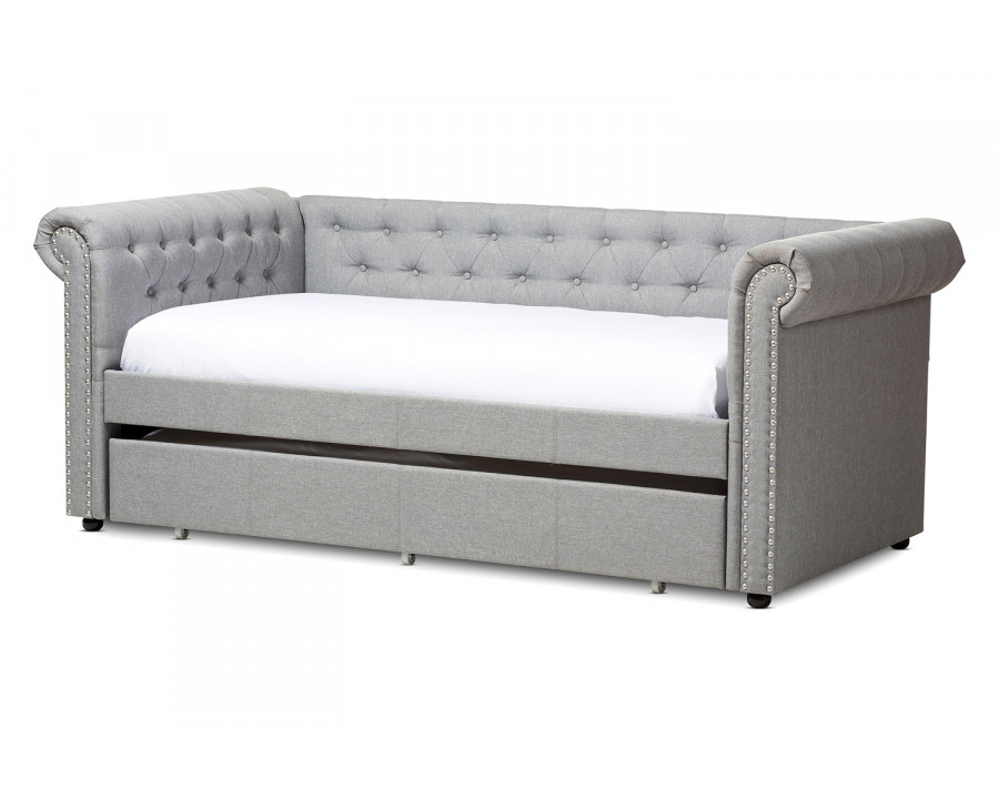 Baxton Mabelle Modern Trundle Daybed - Gray Fabric