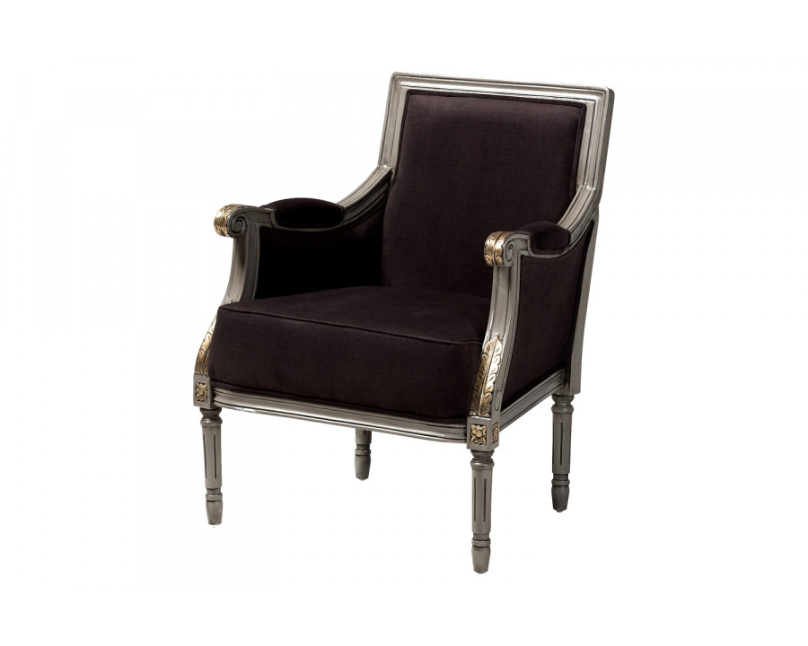 Baxton Georgette Classic and Traditional French Armchair with Goldleaf Detailing