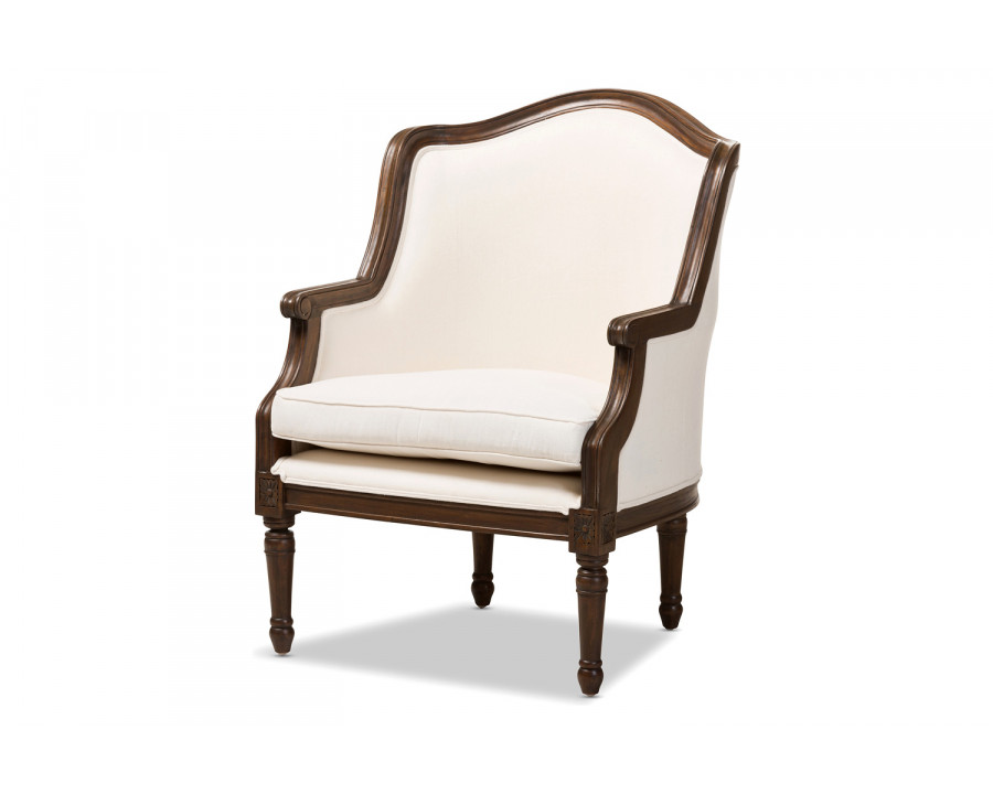 Baxton Charlemagne Traditional French Accent Chair - Off-White