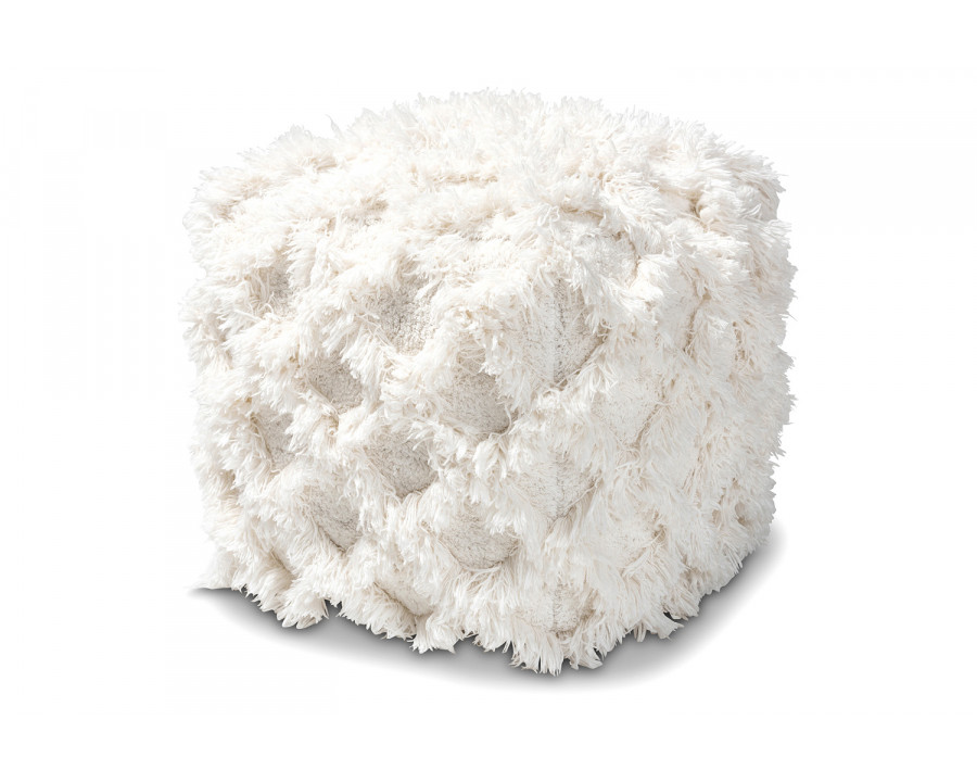 Baxton Asuka Moroccan Inspired Pouf Ottoman - Ivory