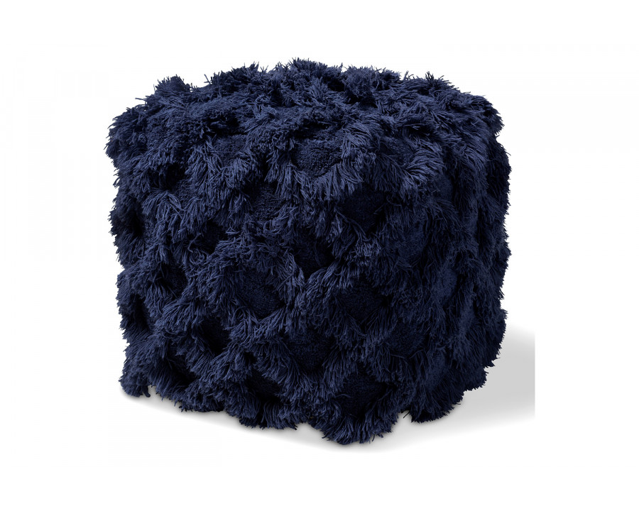 Baxton Asuka Moroccan Inspired Pouf Ottoman - Navy