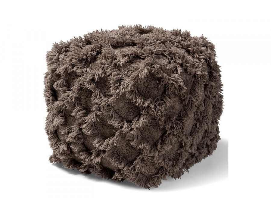 Baxton Asuka Moroccan Inspired Pouf Ottoman - Taupe