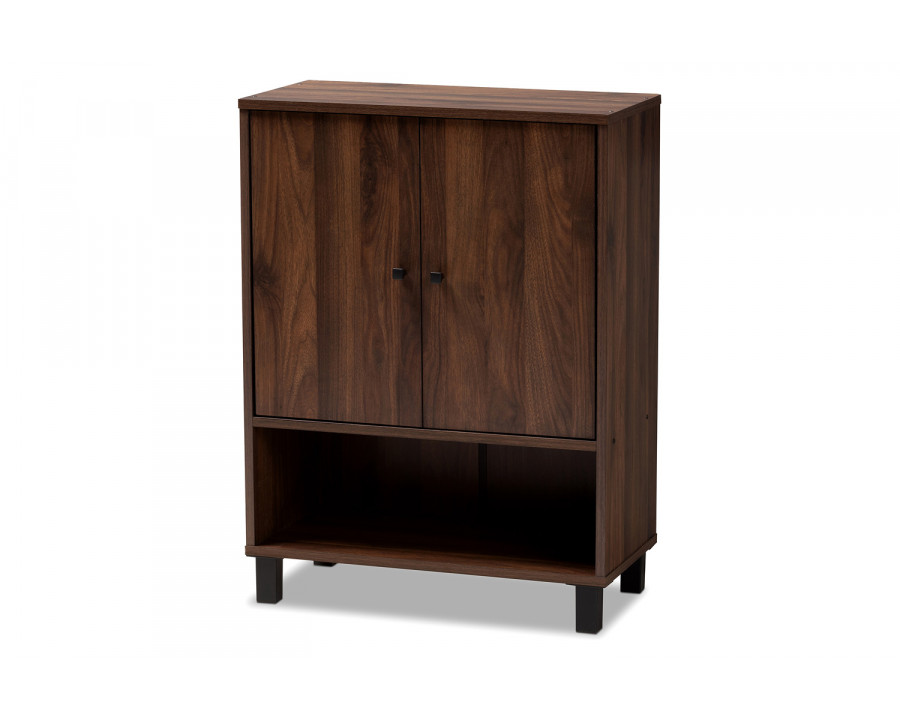 Baxton Rossin Modern 2-Door Entryway Shoe Storage Cabinet - Walnut Brown