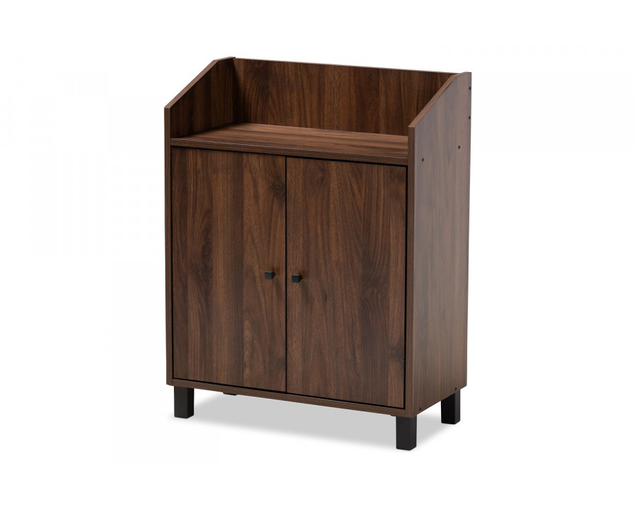 Baxton Rossin Modern 2-Door Entryway Shoe Storage Cabinet with Open Shelf - Walnut Brown