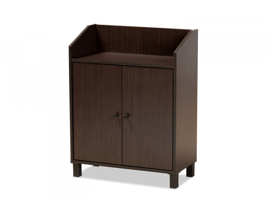 Baxton Rossin Modern 2-Door Entryway Shoe Storage Cabinet with Top Shelf - Dark Brown