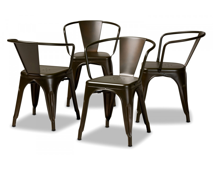 Baxton Ryland Modern 4-Piece Dining Chair Set - Brown