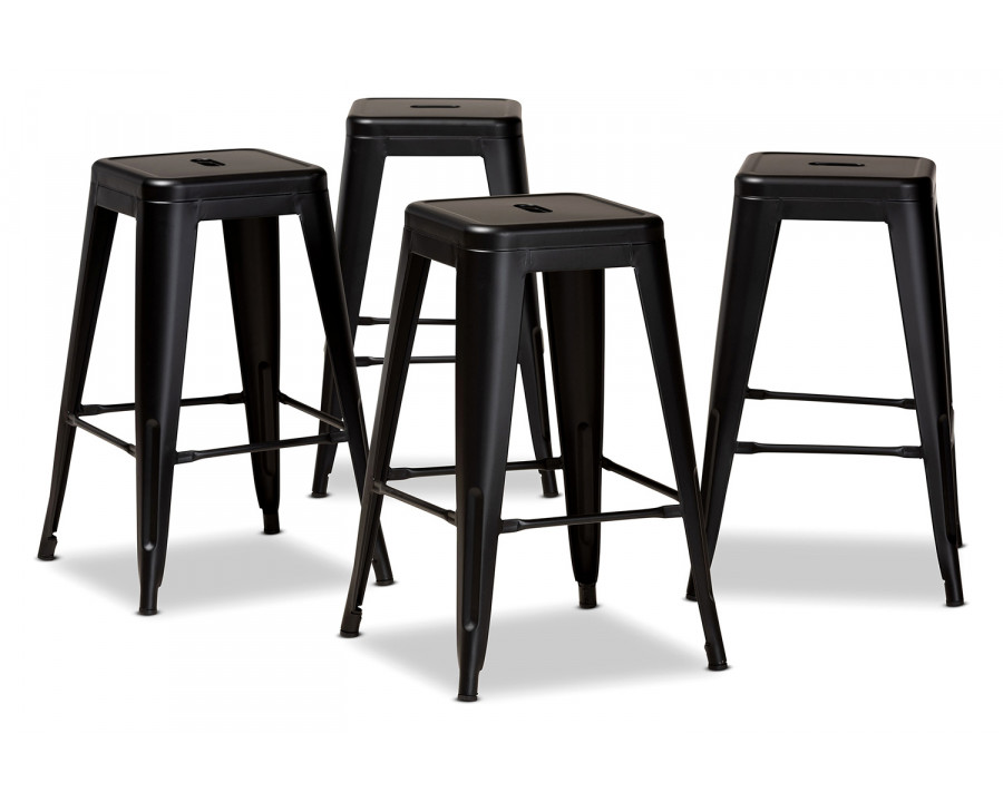 Baxton Horton Modern 4-Piece Stackable Counter Stool Set - Black