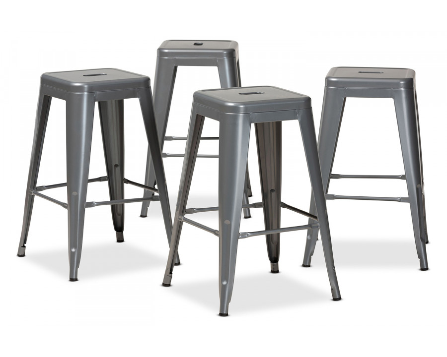 Baxton Horton Modern 4-Piece Stackable Counter Stool Set - Gray