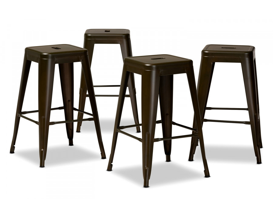 Baxton Horton Modern 4-Piece Stackable Counter Stool Set - Gunmetal