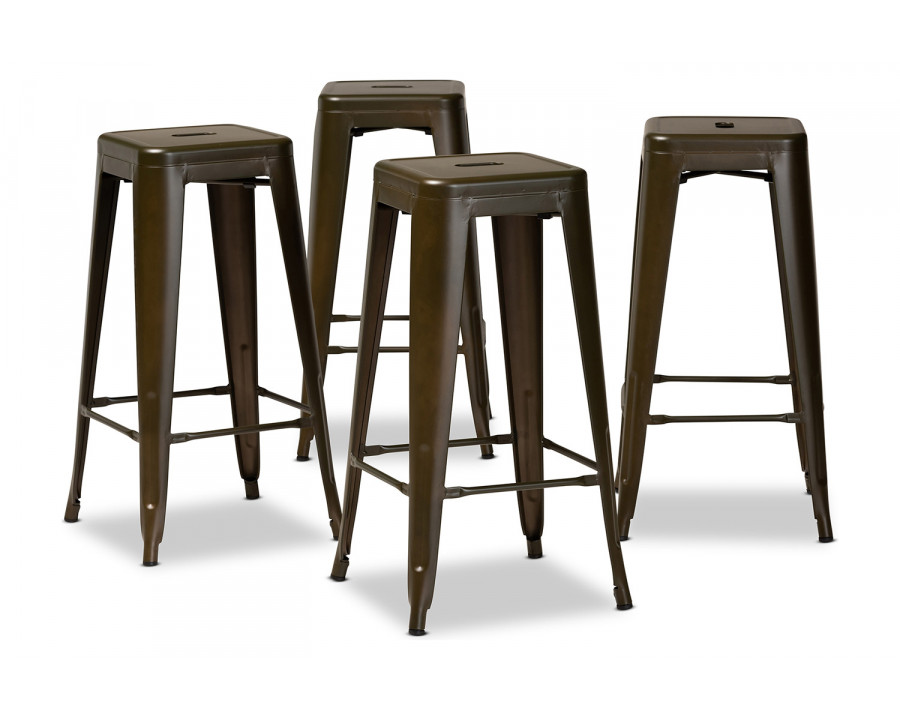 Baxton Horton Modern 4-Piece Stackable Bar Stool Set - Gunmetal