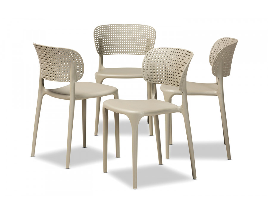 Baxton Rae Modern 4-Piece Stackable Dining Chair Set - Beige