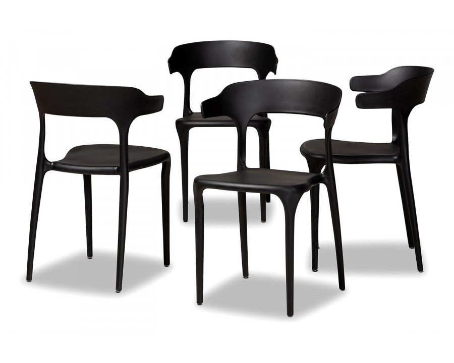 Baxton Gould Modern 4-Piece Dining Chair Set - Black