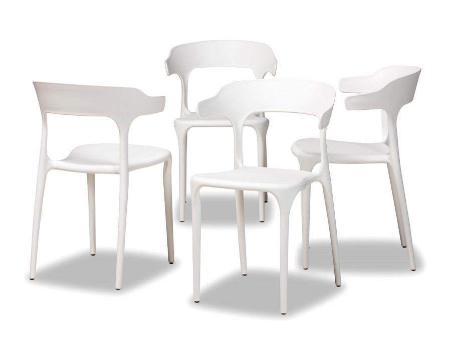 Baxton Gould Modern 4-Piece Dining Chair Set - White