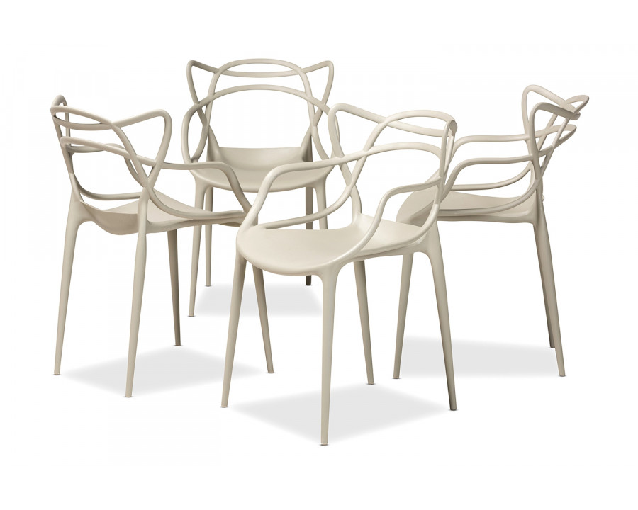 Baxton Landry Modern 4-Piece Stackable Dining Chair Set - Beige