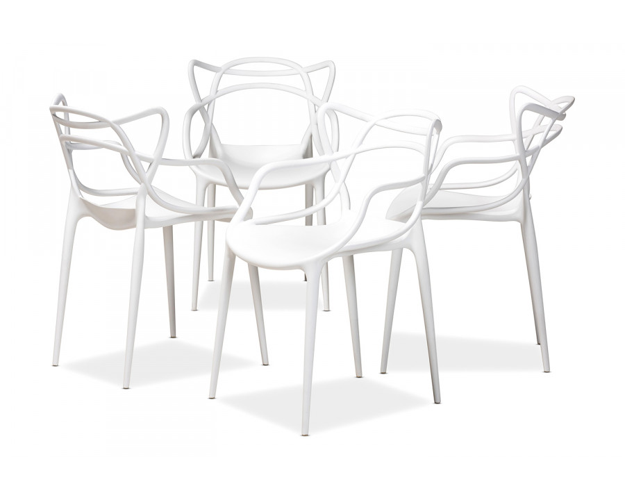 Baxton Landry Modern 4-Piece Stackable Dining Chair Set - White