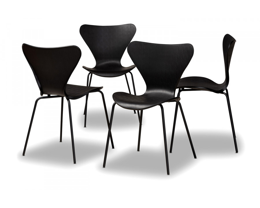 Baxton Jaden Modern 4-Piece Dining Chair Set - Black