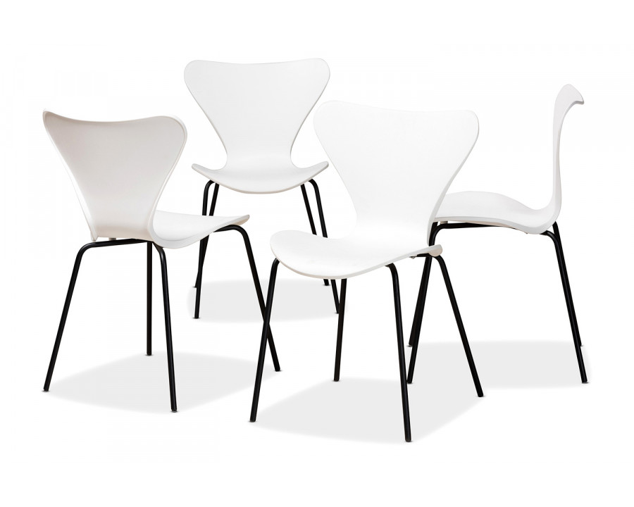 Baxton Jaden Modern 4-Piece Dining Chair Set - White