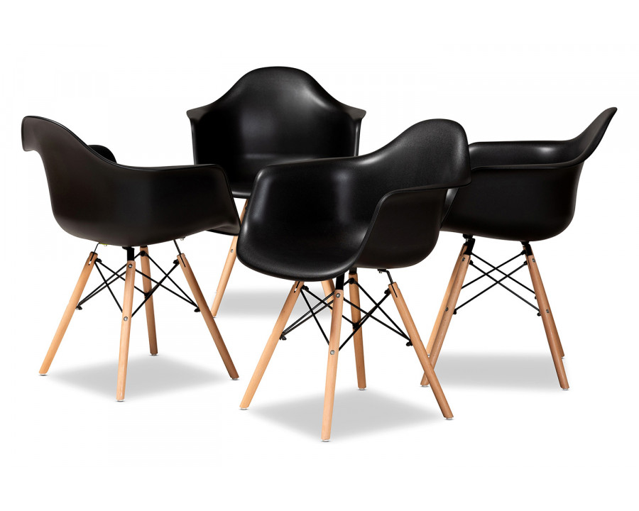 Baxton Galen Modern 4-Piece Dining Chair Set - Black